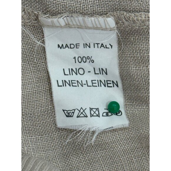 Saga Womens Wide-Leg Linen Pants Beige Pocket Made in Italy Size M - Picture 4 of 7